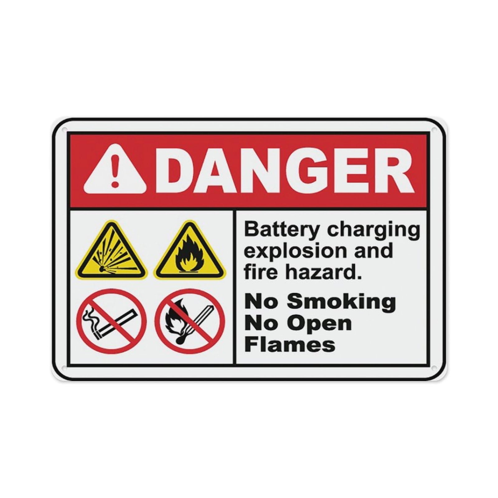 peiyeety Explosion And Fire Hazard Sign Aluminum Tin Warning Signs For Home Outdoor Garden 12X16 Inches