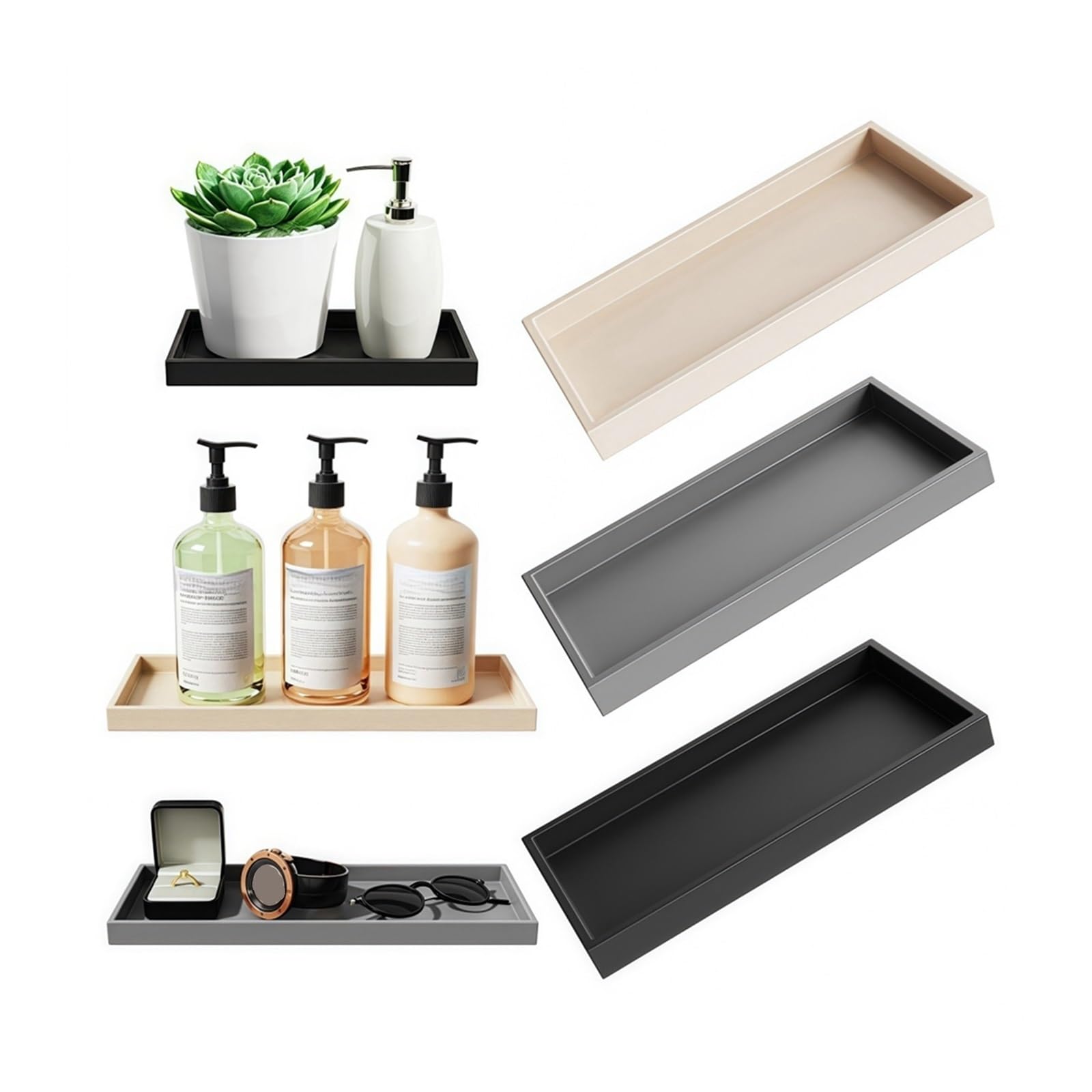 2Pcs Silicone Vanity Tray For Bathroom