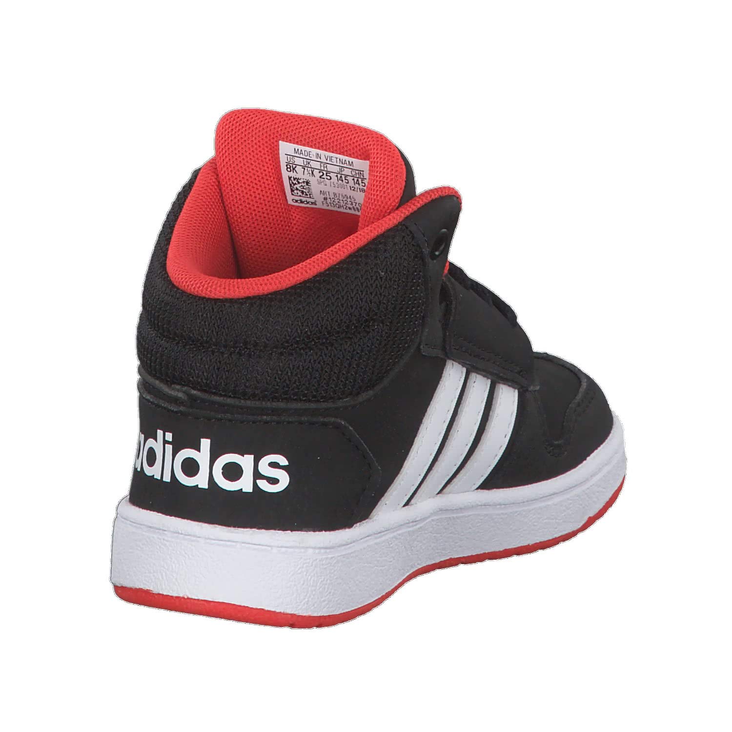 Adidas B75945 Unisex bebé Zapatillas de Gimnasia, Negro (Core Black/FTWR White/Hi/Res Red S18 Core Black/FTWR White/Hi/Res Red S18), 18 EU