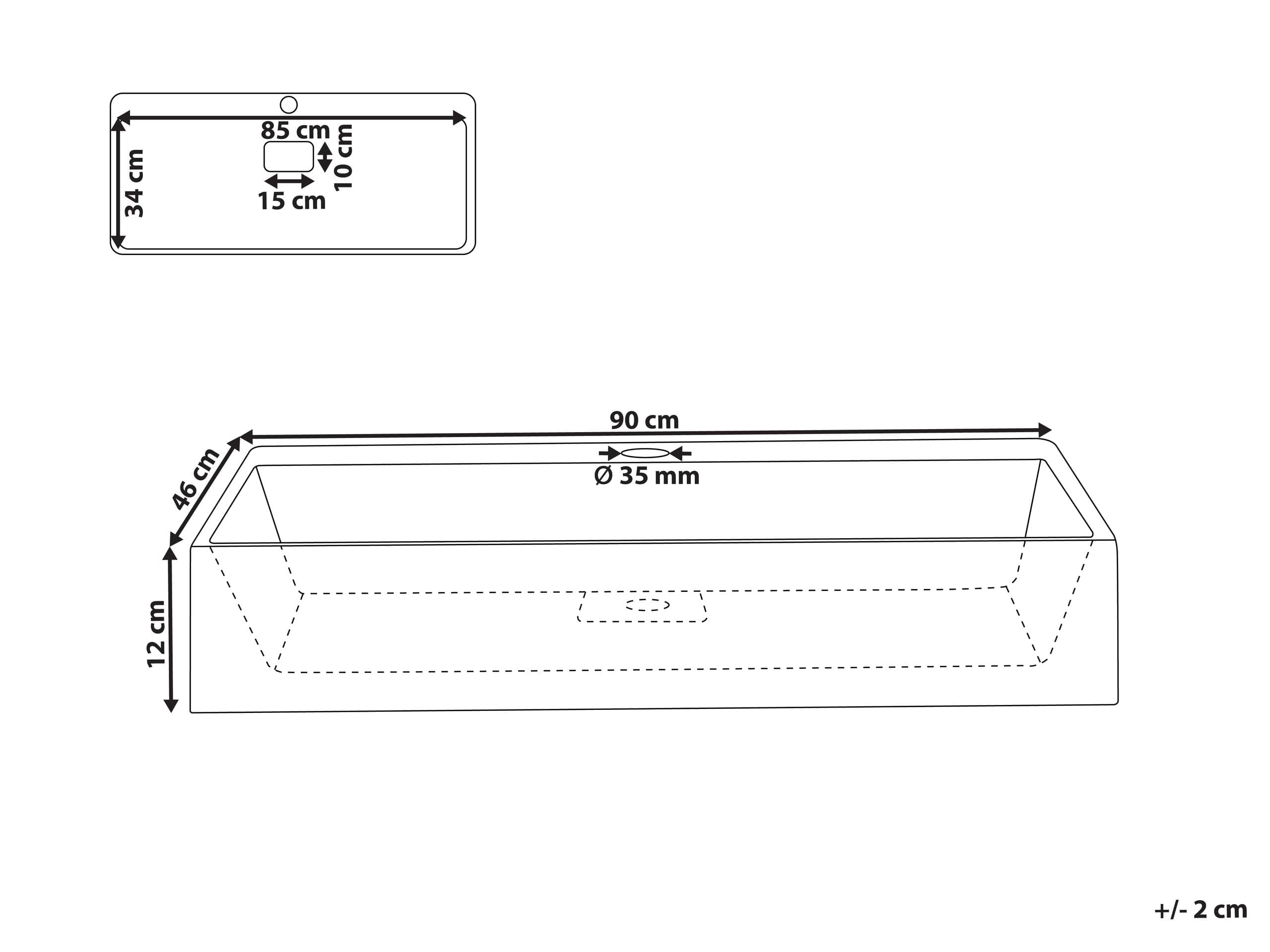 Lavabo suspendido de pared clásico rectangular fundición mineral acabado mate 90 x 46 cm blanco Quenko