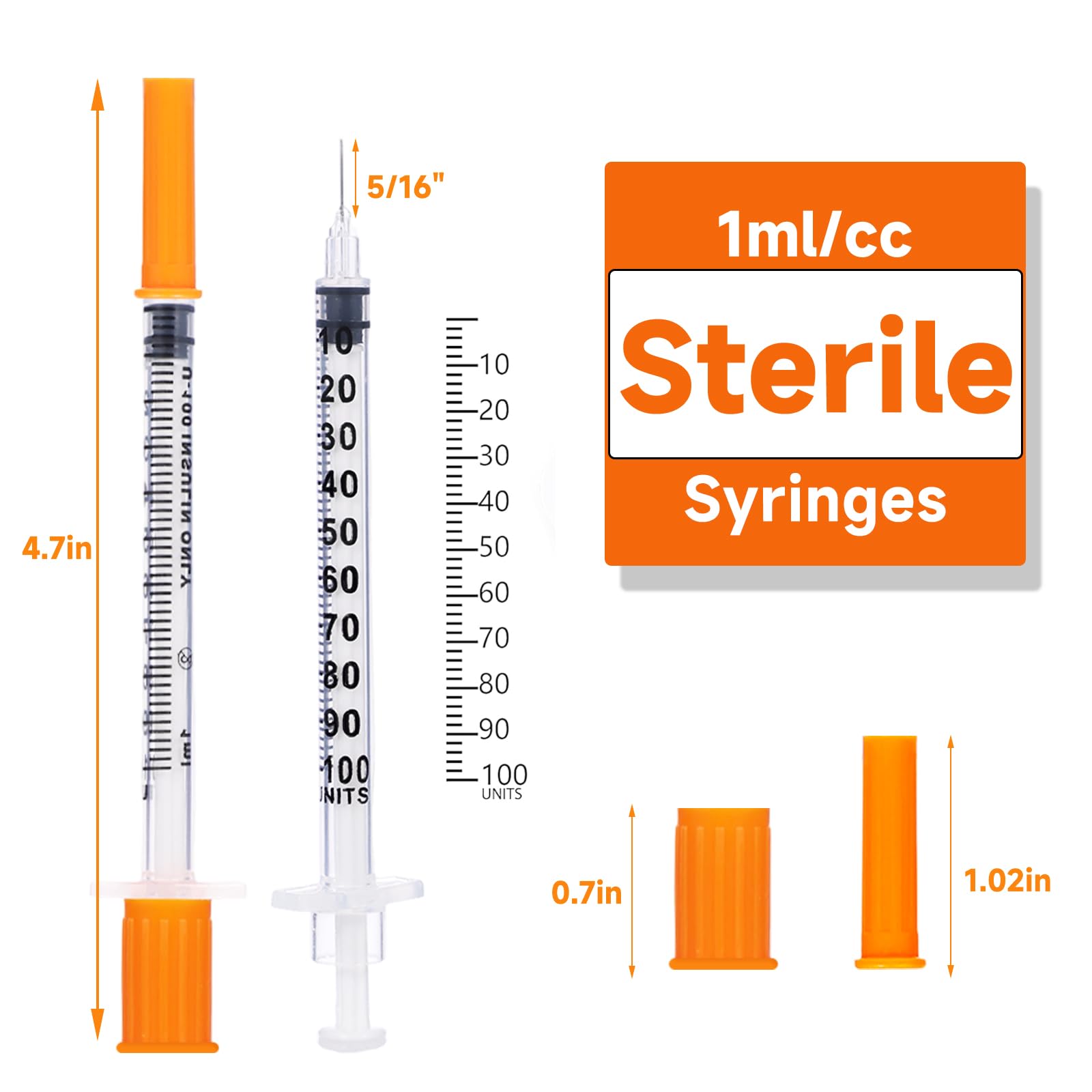 1ml 31G 5/16 inch (8mm) 50 Pcs Syringe with Needles — Amazon image 3