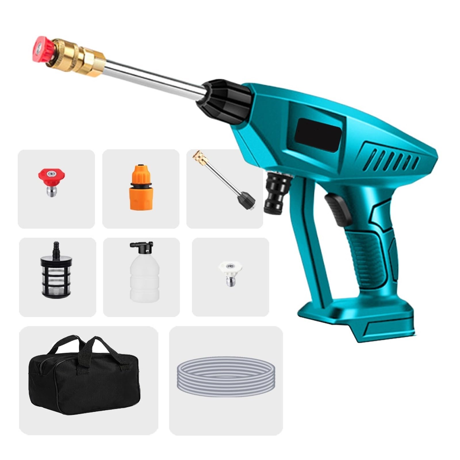 Pistola A Spruzzo D'acqua For Lavaggio Auto Ad Alta Pressione Wireless Rondella Portatile Mini Ricaricabile Con Borsa Degli Attrezzi For Batteria 18V Potente Getto A Pressione
