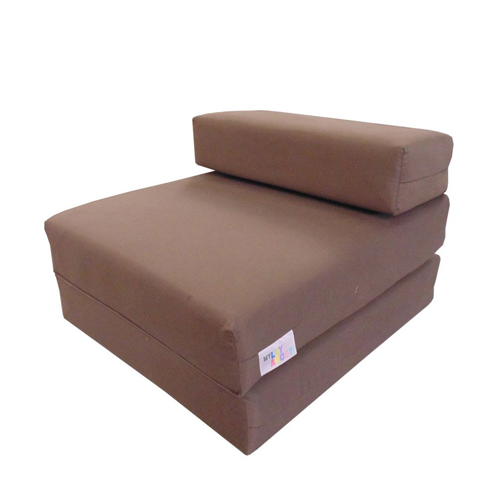 MyLayAbout Kids Z Bed - Memory Foam Chair bed & Fold up Mattress | Available in 11 colours. Perfect for childrens sleepovers, reading corners or gaming. (Brown, one size)