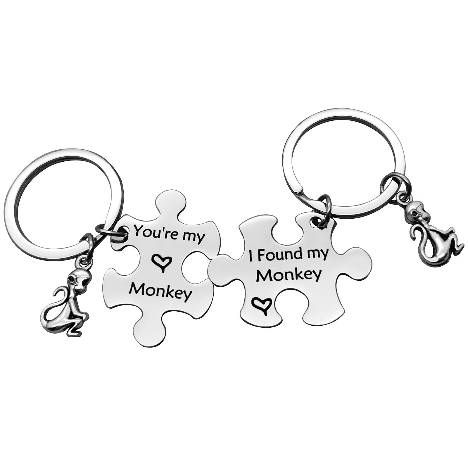 Dabihu Couple Gifts Anniversary Keychain Monkey Lover Keychain You are My Monkey I Found My Monkey Keychain Set Valentine's Day Jewelry Christmas