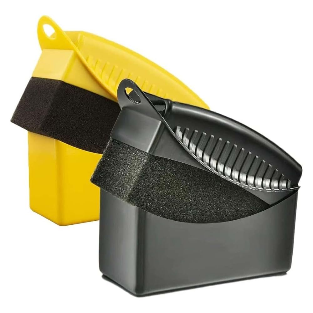 Tire Shine Dressing Applicator Pad, Tire Foam Applicator Sponges Contour Tire Wheel Shine Car Cleaning, Reusable Tire Sponges Applicator Pads Tire Wax Wipe with Lid, for Car Cleaning Supplies (2 Pcs)