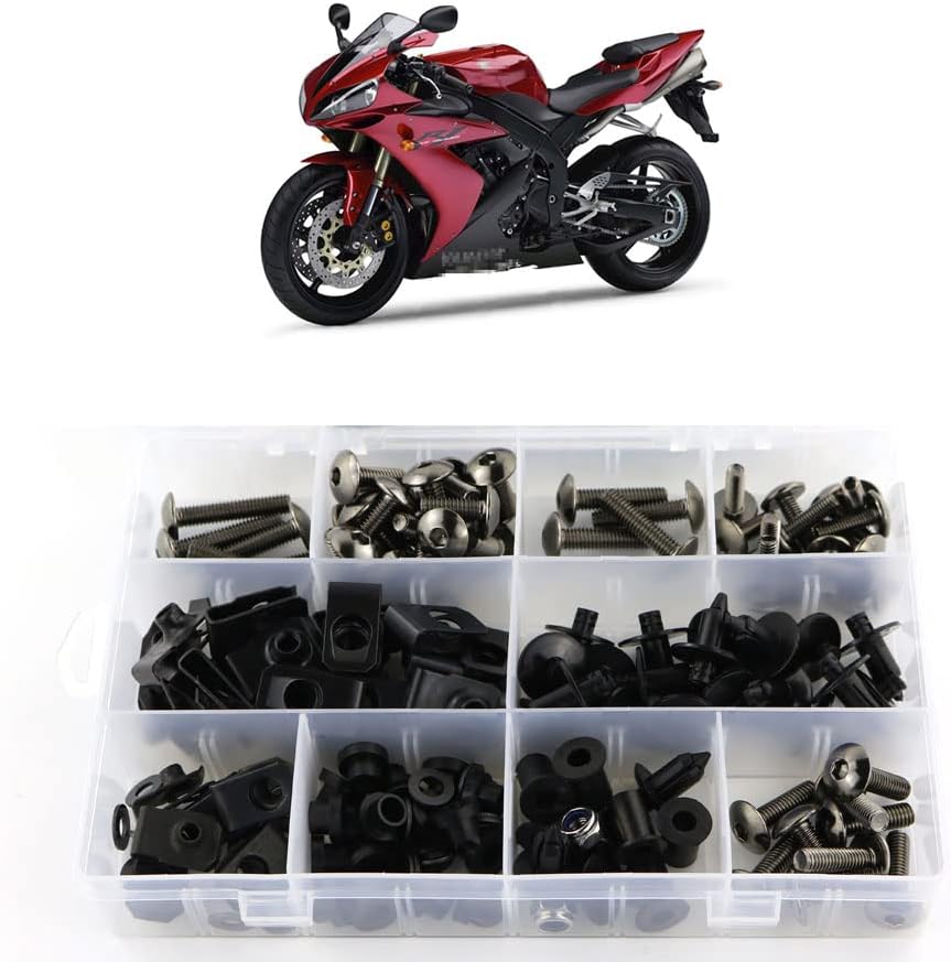 Xitomer Complete Bodywork Screws, Fit for YZF-R1 2004 2005 2006, Full Set Fairing Bolts/Washers/Nuts/Clips/Grommets (Titanium)