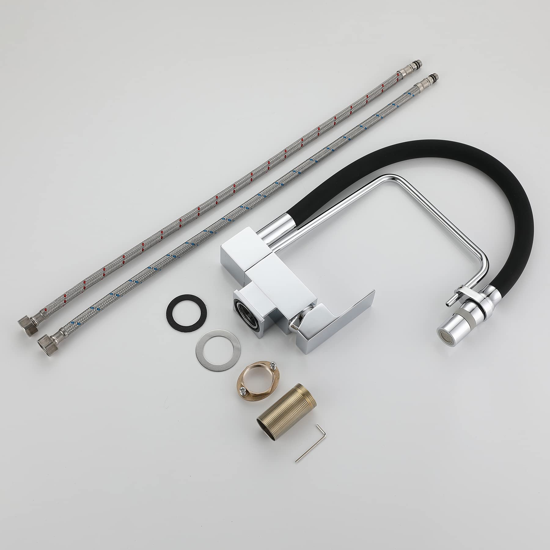 Grifo Abatible Cocina SJQKA Salida De Agua De Modo Dual, Latón Sin Plomo - ¡Ideal Para Fregadero Grifo Cocina Abatible Y Plegable Para Ventana (Cromado)