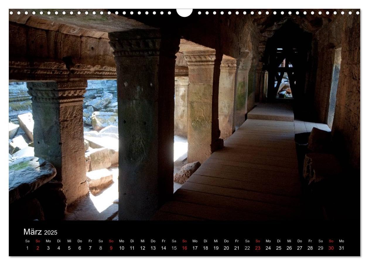 Khmertempel in Kambodscha (Wandkalender 2025 DIN A3 quer), CALVENDO Monatskalender: Im Würgegriff des Dschungels (CALVENDO Orte)