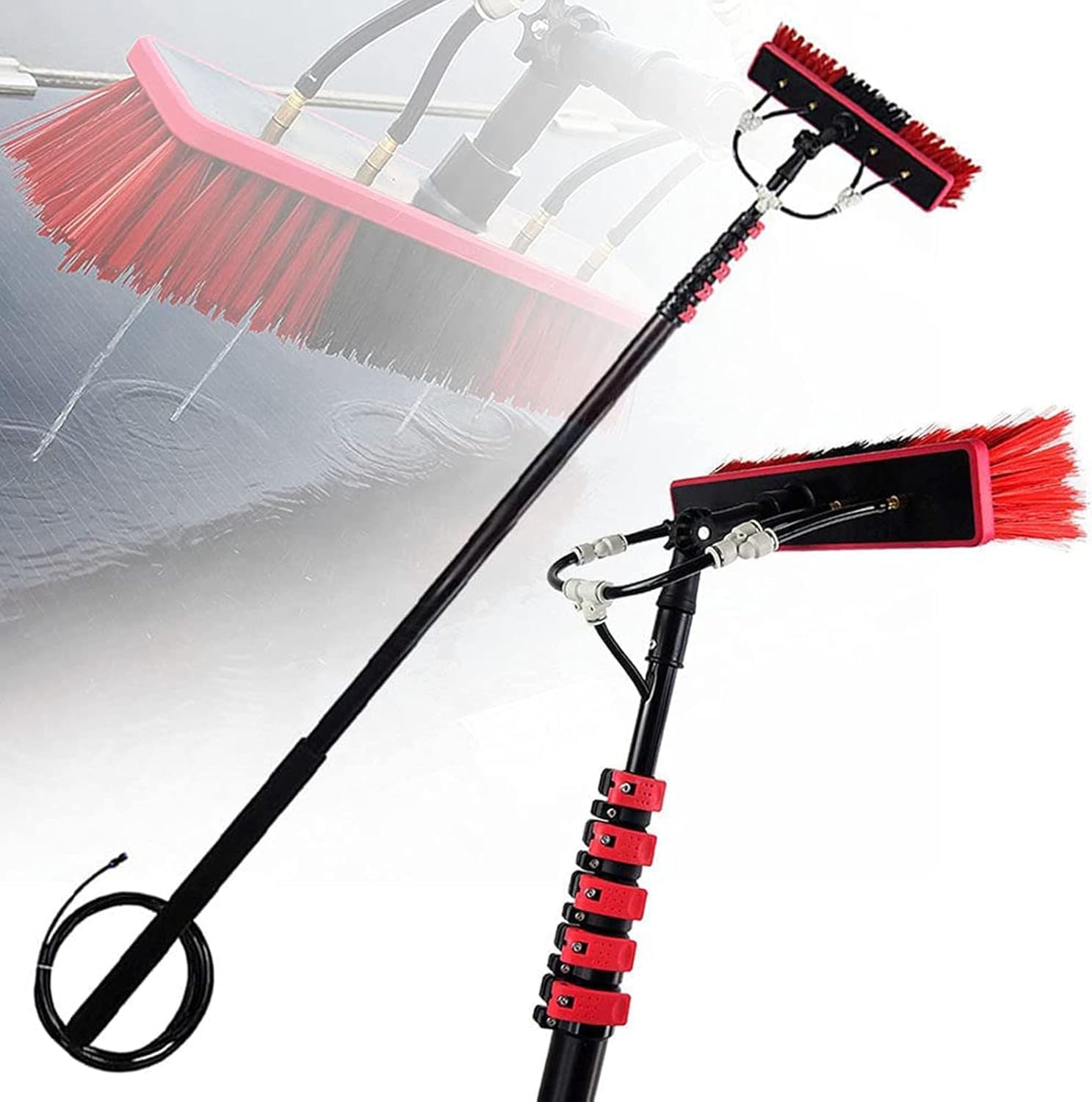 Brosse de nettoyage de vitres et kit de poteau alimenté en eau pour une maison lumineuse