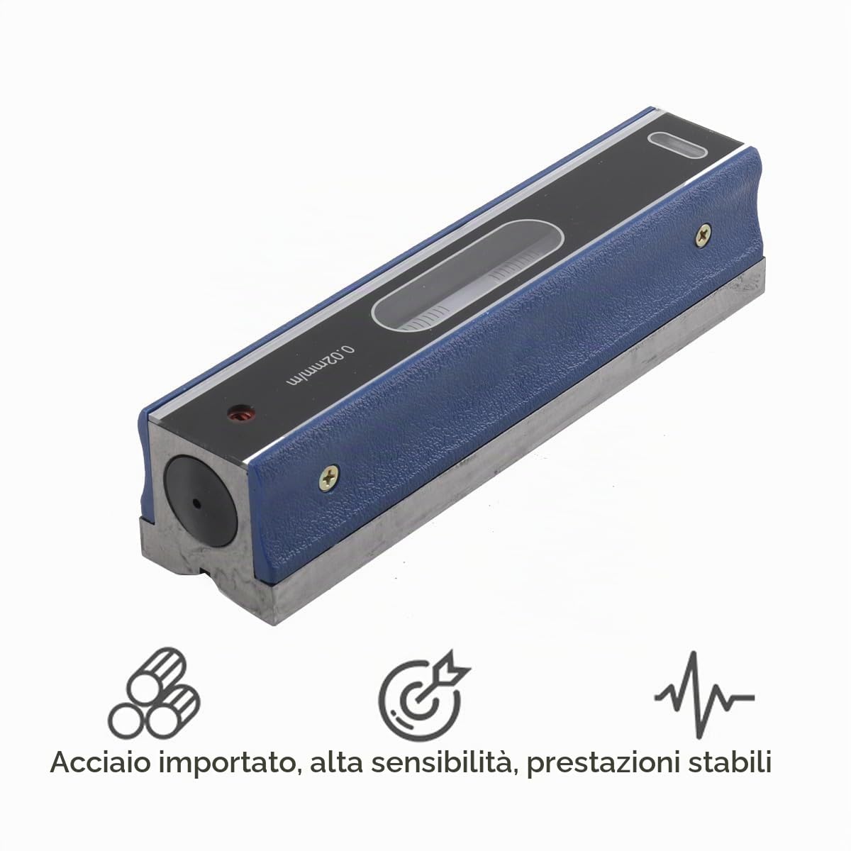 Livella a bolla di precisione per macchina, 200 mm, 0,02 mm/m | Livella ad alta precisione con valigetta in legno, strumento di misurazione di livello industriale per ingegneri