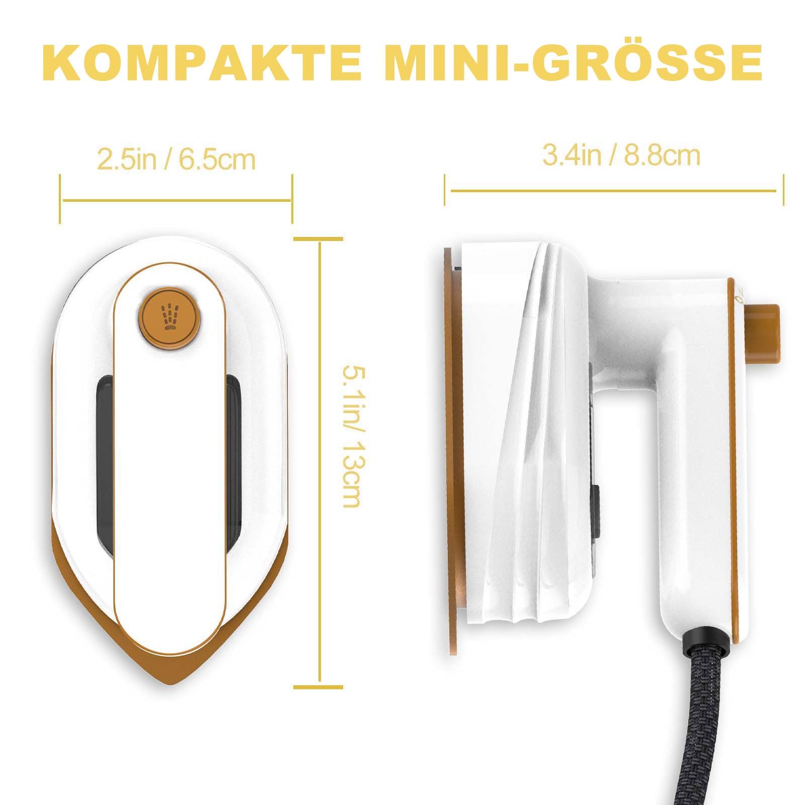 Mini Eisen, 2 in 1 180°Schwenkbar Faltbares Dampfglätter Reisebügeleisen Mini für Bekleidung, Hand Bügeleisen für Familie, Reise, Hotel, RV, Dienstreise Machen (White)