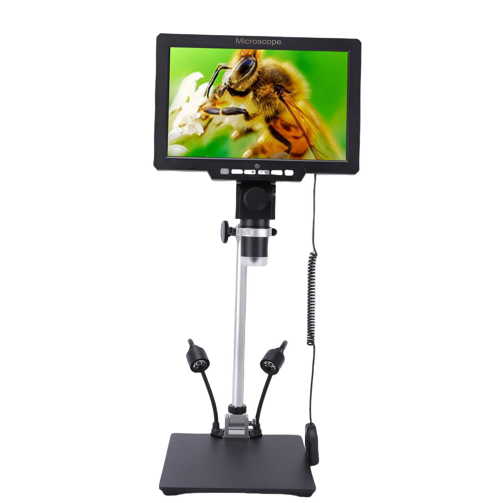 GOWENIC 2000x Professionelles Digitalmikroskop |10,1-Zoll-HD-Bildschirm 12 MP für Biologie, Mineralien, Münzlötinspektion mit LED-Ringlicht-Fernbedienung