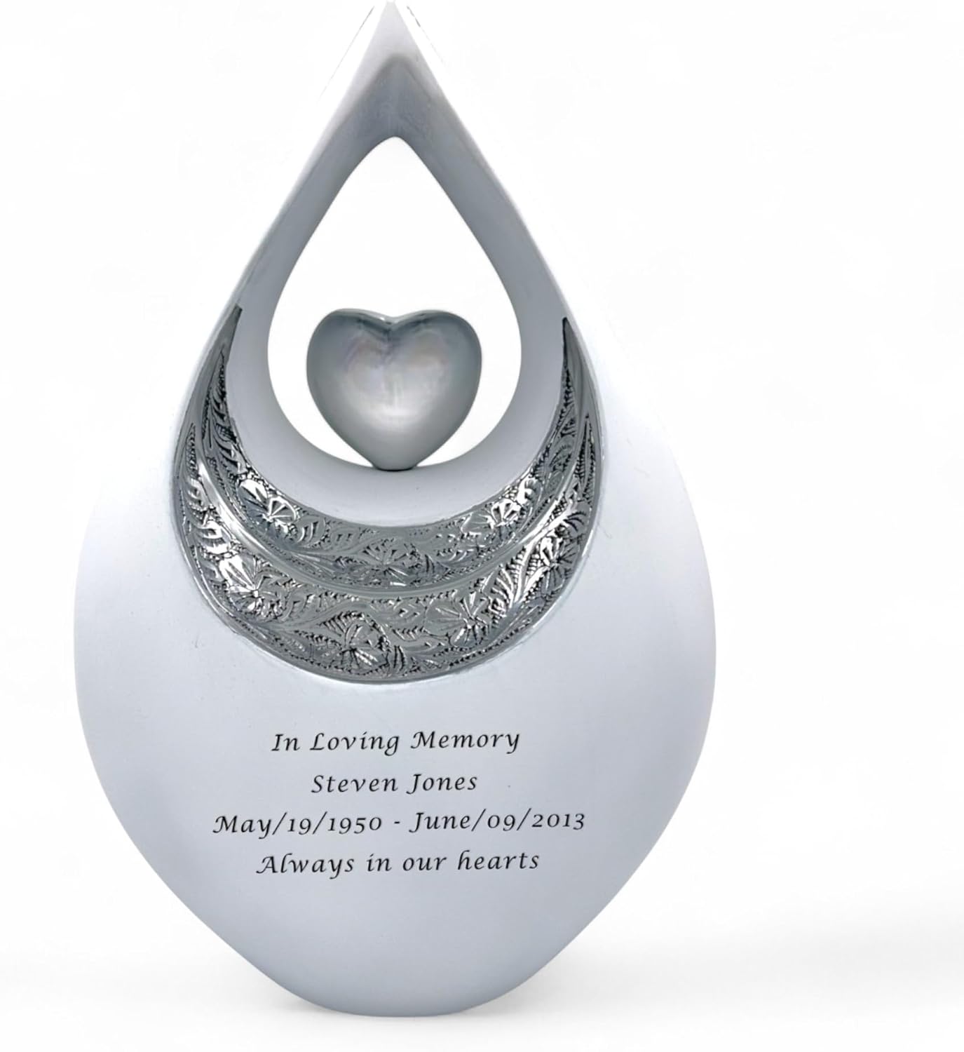 Elegant Black Cremation Urn - Adult Teardrop Urns with Matte Finish - Urn for Human Ashes - Unique Urns, Funeral Urn