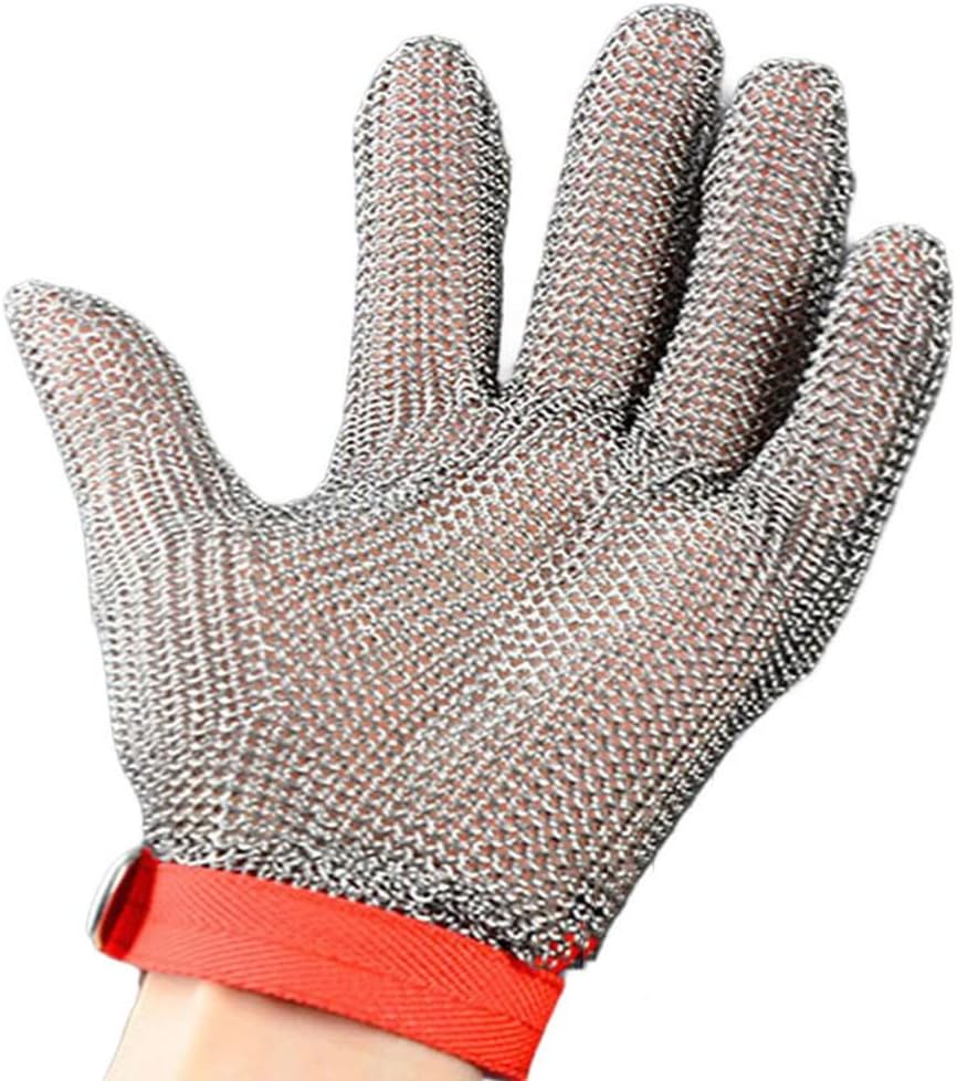 Metal Cut Resistant Gloves, Stainless Steel Mesh Chainmai Gloves, Chef Butcher Safety Work Gloves (Size : 1PCS/XL)