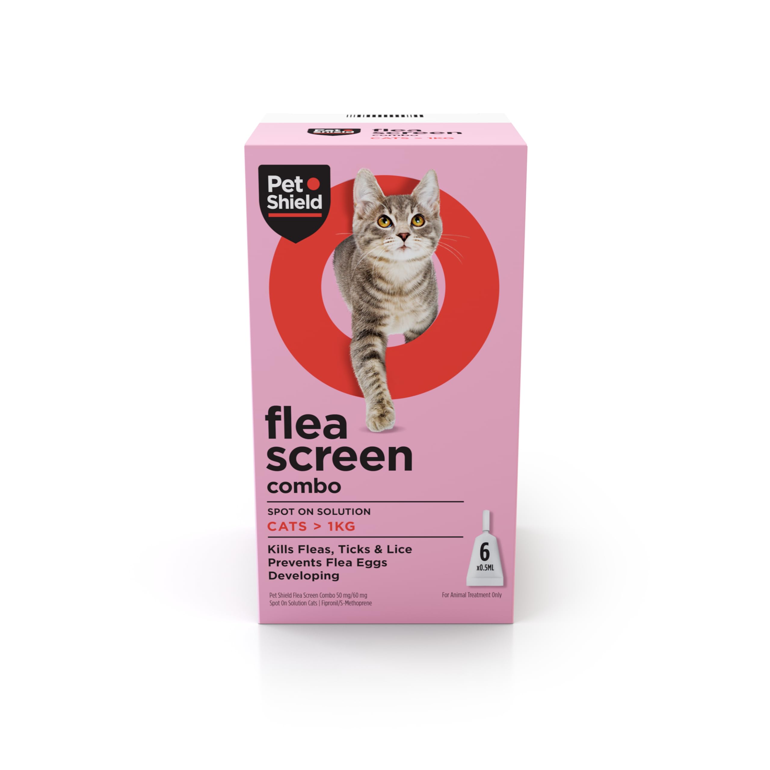 Pet Shield Flea Screen Combo Cat, Spot-On Flea Treatment for Cats & Kittens Over 8 Weeks Old