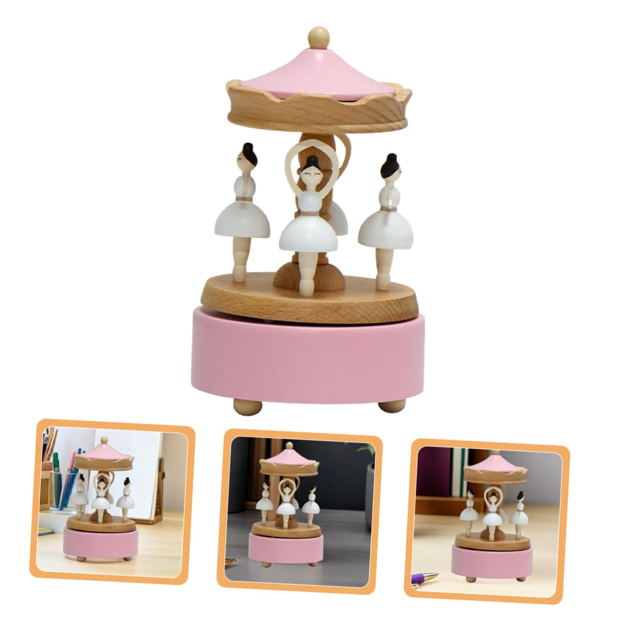 Alipis Caja de Música de Ballet de Madera Giratoria Diseño Vintage Bailarina Caja Musical para Escritorio Obsequio para Niña Madre o Hija
