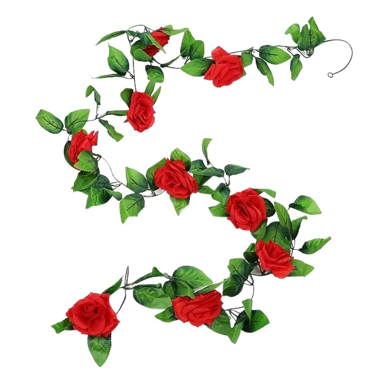 Künstliche Greenery Girlande künstliche Blumen, Weinreben-Girlandenpflanzen for Hotelhochzeitshaus zur Dekoration(Rosso)