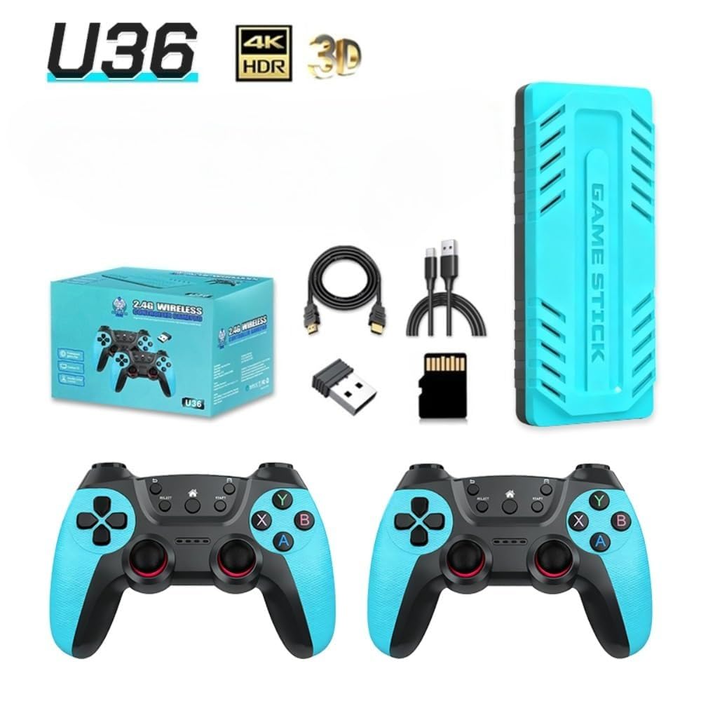 U36 Retro Game Console Stick with 50000+ Classic Games, S905X4 Quad 4K HDMI Plug & Play TV Gaming System, Dual Wireless Controllers, 40+ Emulators – Arcade Gift for Adults & Kids — view 2