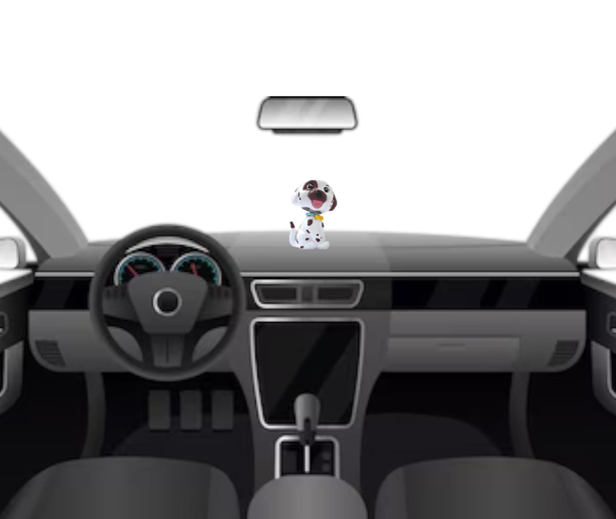 AUGEN Simpatico cane bianco marrone Bobblehead per cruscotto auto, scrivania da ufficio e tavolo da studio (confezione da 1)