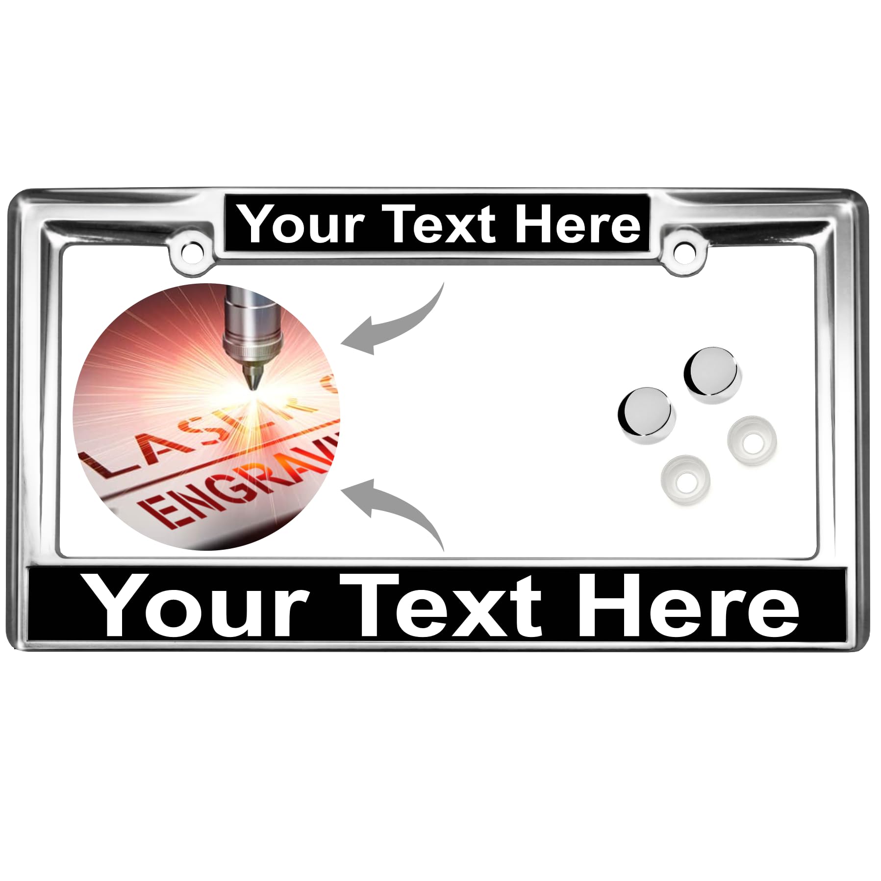 Custom Personalized Heavy Duty Chrome Metal Car License Plate Frame with Free c - Picture 5 of 132