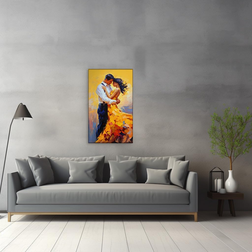 Canvas for Living room. Dancing by the Sea � A Tale of Romance in the Embrace of Nature, 27 x 18 inch Canvas Wall Art - Contemporary Masterpieces - Modern Home Decor - 69x46 cm (27x18 inch)