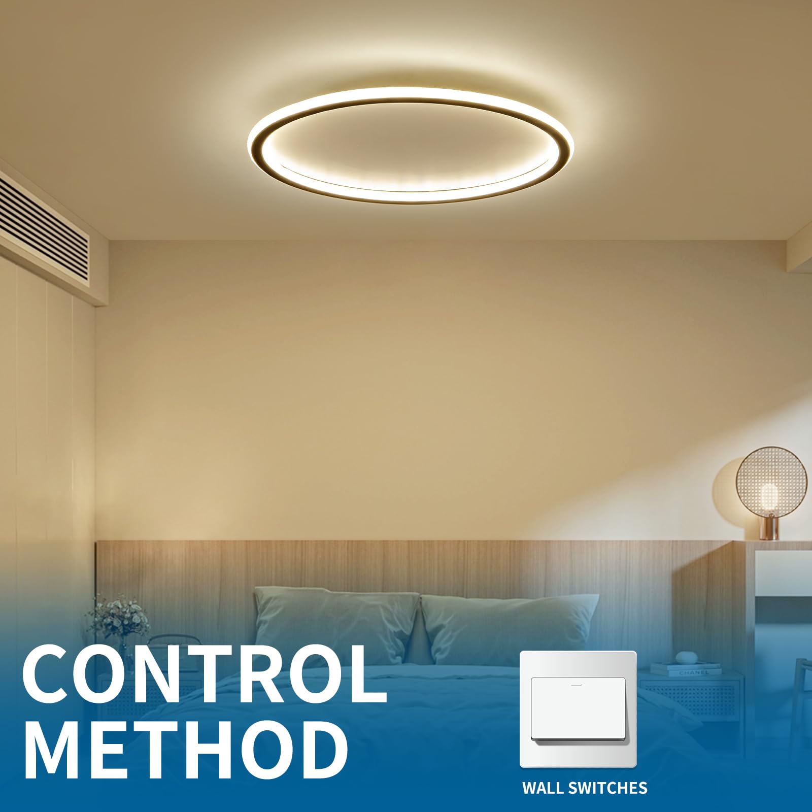 Mikeru Lampada da soffitto 3000 K, 40 cm, rotonda, illuminazione da soffitto a LED, luce bianca calda, lampada da soffitto, senza telecomando, per soggiorno, corridoio, camera da letto