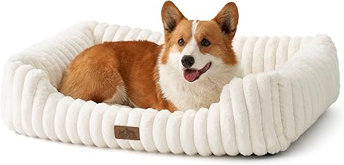 Miniatura 12 de Bonita cama para mascotas para perros pequeños y gatos, cama rectangular lavable para perros con parte inferior antideslizante, cama suave y