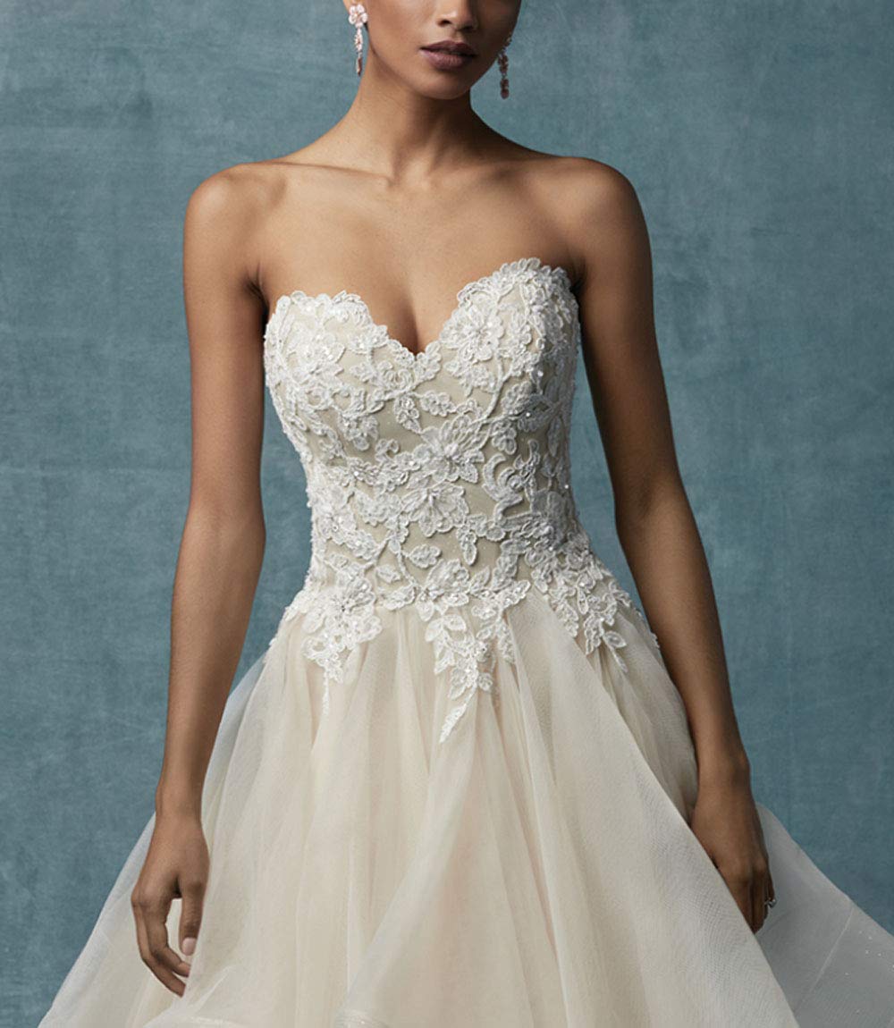 Vestido de Noche de Tul sin Tirantes a con Hombros Dulces, Blanco, 56