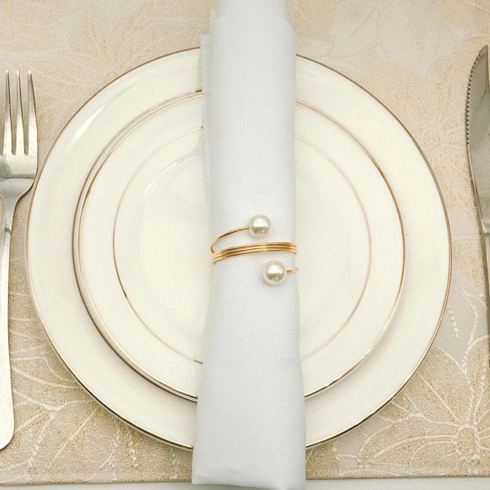 WWHJR 10 portatovaglioli con perle finte bianche eleganti strass fibbie per matrimoni, cene e feste