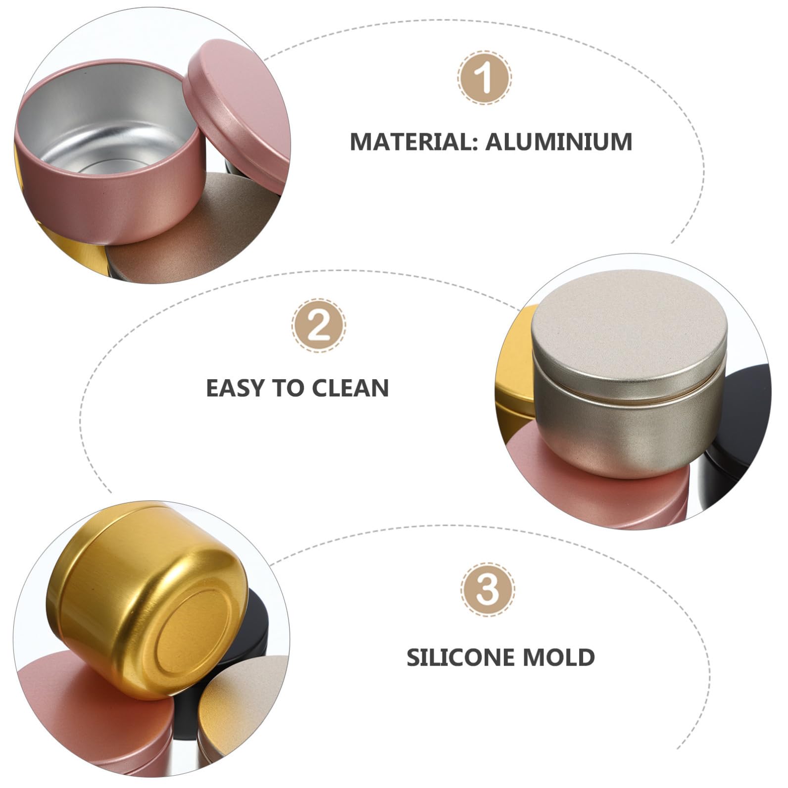 BESTonZON Set 24 Barattoli per Candele in Metallo 50Ml Contenitori Rotondi per Candele Fai da Te Barattoli Sigillati e Piccoli Oggetti Accessori per Creazioni Artigianali Casa