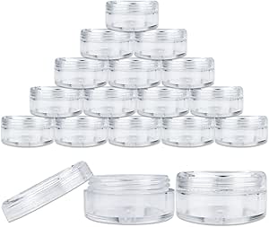 (Quantity: 25 Pieces) Beauticom 5G/5ML Round Clear Jars with Screw Cap Lids for Lotion, Creams, Toners, Lip Balms, Makeup Samples