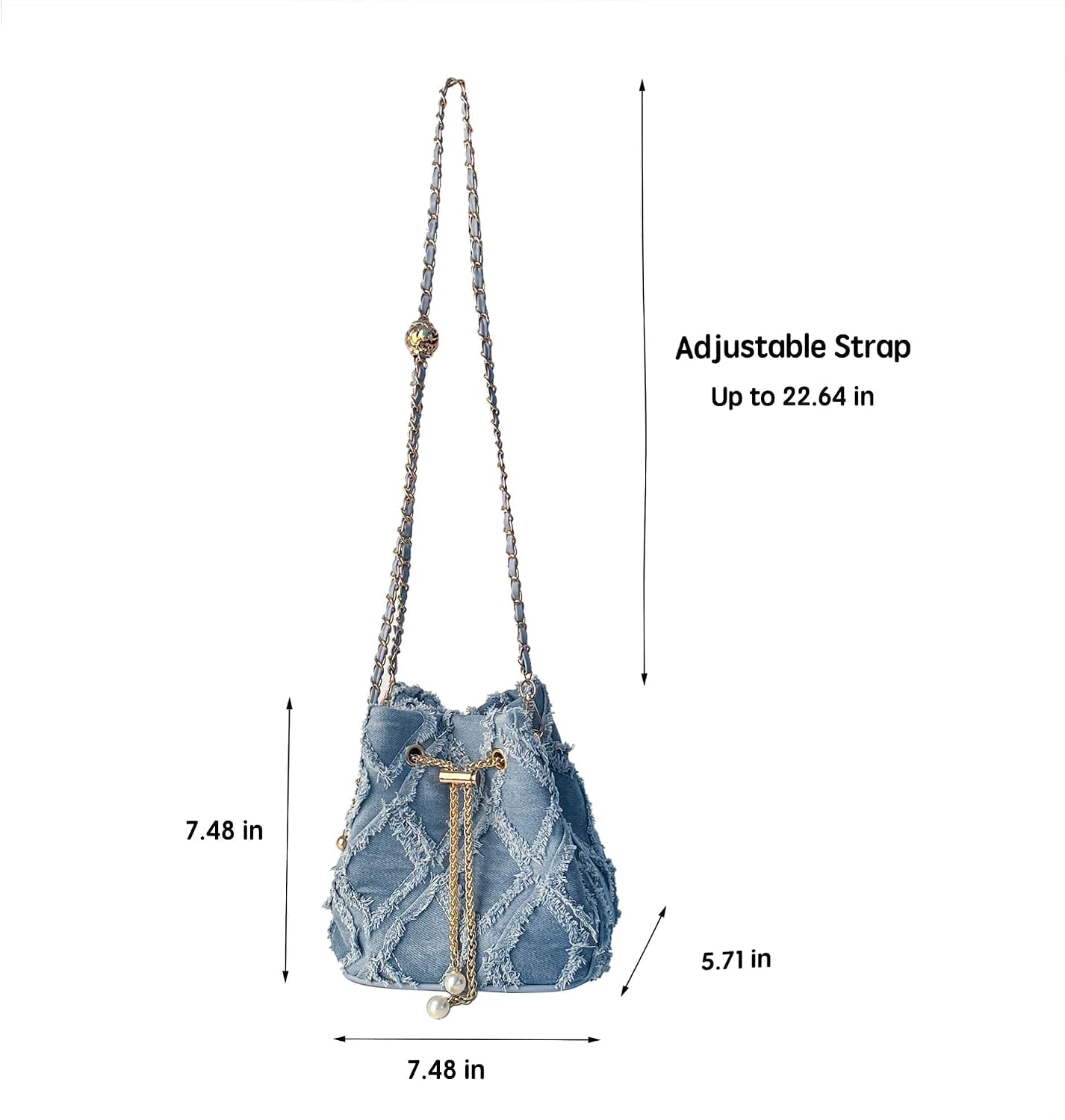 Eiyye Vintage Denim Purse Shoulder Bag for Women Small Jean Purse with Chain Strap Retro Crossbody Bag for Casual, Travel & Fall Outfits