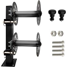 Heavy Duty Double Welding Cable Reel, Welding Reels for Leads, Black Double Side Swivel Base 10" Reel, Suitable for use with 150 ft of 1/0 Cable and 125 ft of 2/0 Cable, 6-Yr Service.