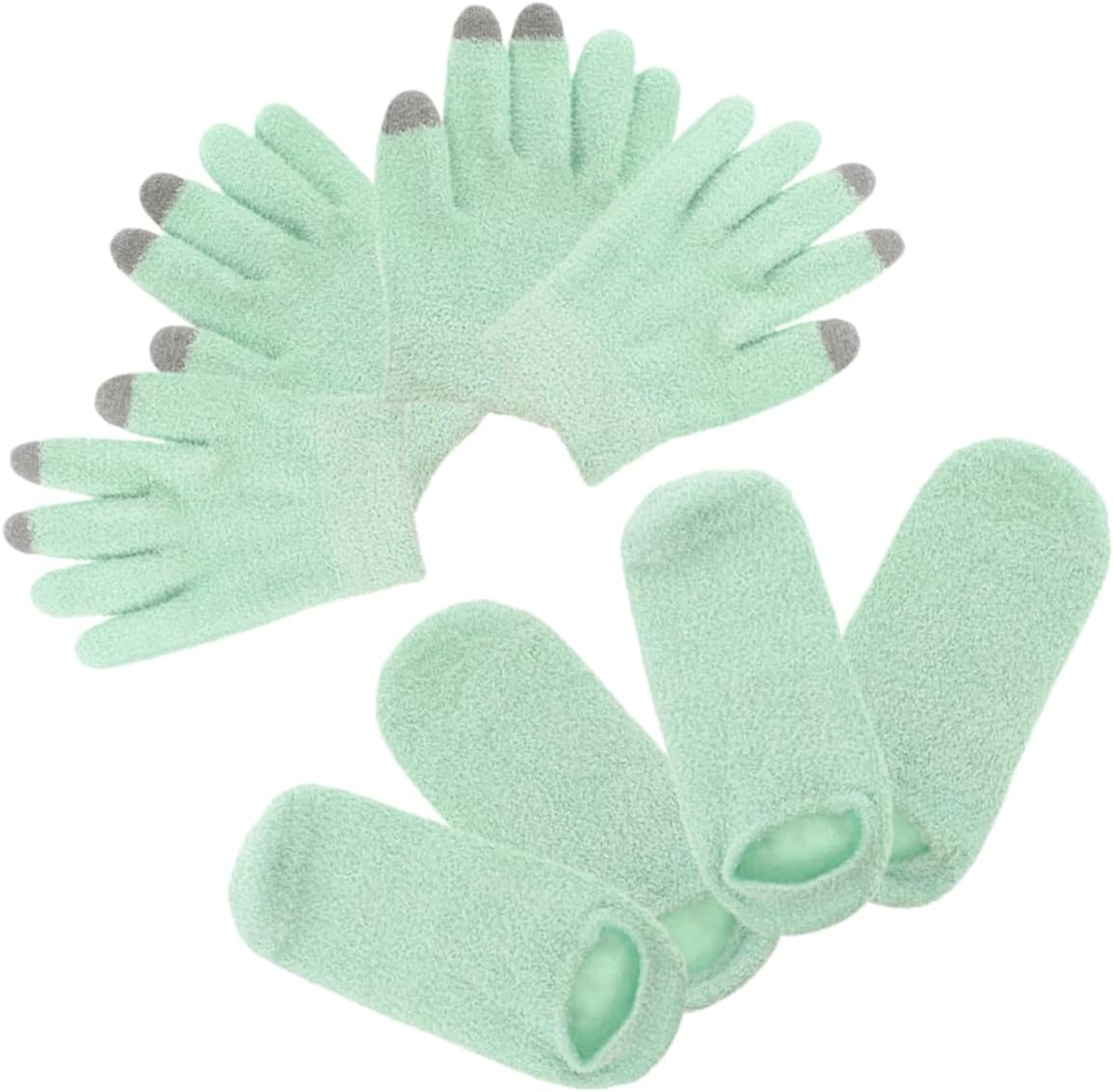 LIFKOME 2pairs Moisturizing Sleep Gloves and Socks Set Hydrating Touchscreen Gloves for Women Lightweight for Overnight Use and Dry Skin Relief Color