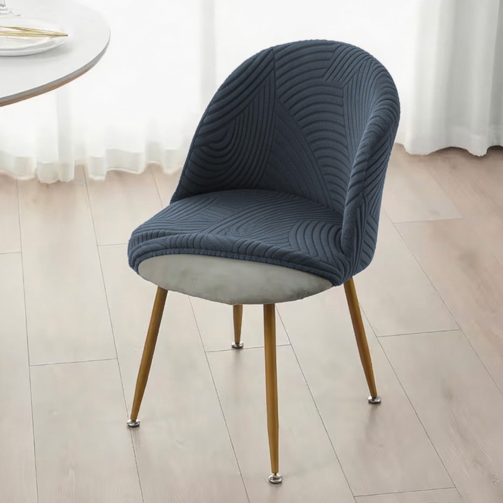 Esszimmer Stuhlhussen,Stuhlhussen mit Gebogener Rückenlehne 1/2/4/6er-Set | Dehnbarer Moderner und Weicher Stoff,Abnehmbarer und Waschbarer Stuhlbezug für Esszimmer Küche(Coffee,4Pcs)