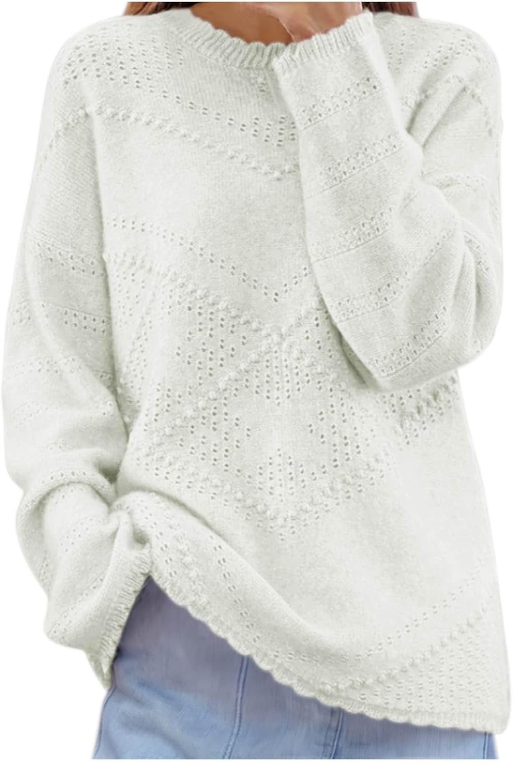 Women's Pullovers Jumper Sweaters Lantern Sleeve Casual V Neck Fall Knit Sweater Fashion Solid Color Jumper Tops