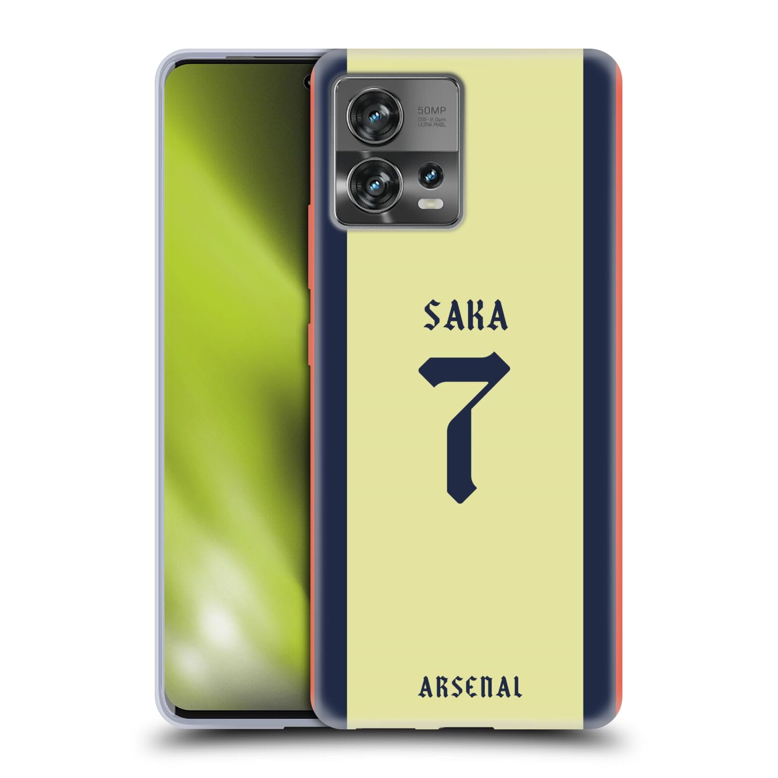 Head Case DesignsOfficially Licensed Arsenal FC Bukayo Saka 2021/22 Players Away Kit Soft Gel Case Compatible with Motorola Moto Edge 30 Fusion