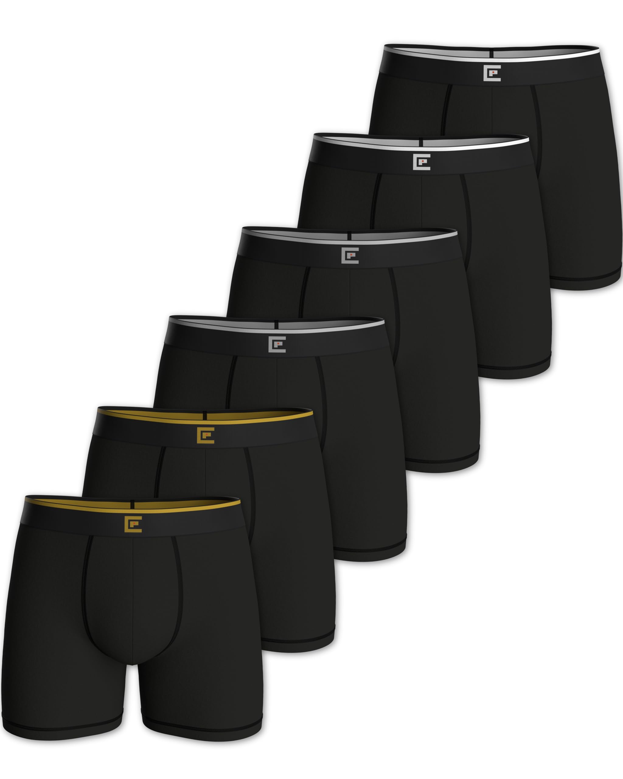 Pierre Calvini Men's Black (6-Pack) Bamboo Boxers Anti-Chafing Underwear 6 Pk Black Xl