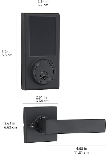 Miniatura 7 de Tienda Basics Cerradura electrónica del teclado de la puerta del cerrojo de la pantalla táctil del grado 3 con la palanca de paso, negro mate, 5.236