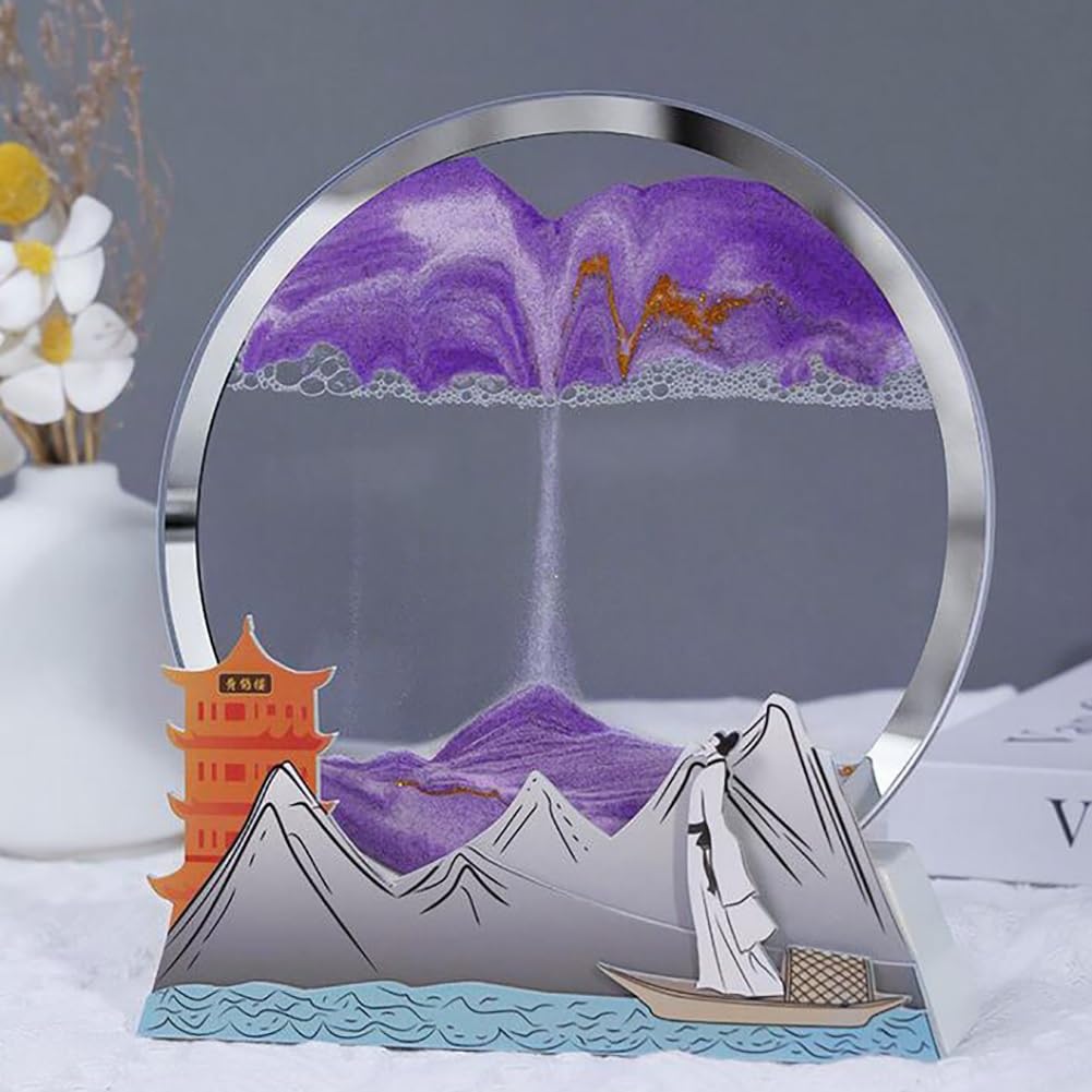 Image D'art De Sable Mobile, Paysage De Sable En 3d En Mouvement, Peinture D'art De Sable Dynamique 3D, Sablier Decoratif Cadre Sable Mouvant Pour Les Cadeaux De Décoration De Bureau À Domicile ( Colo