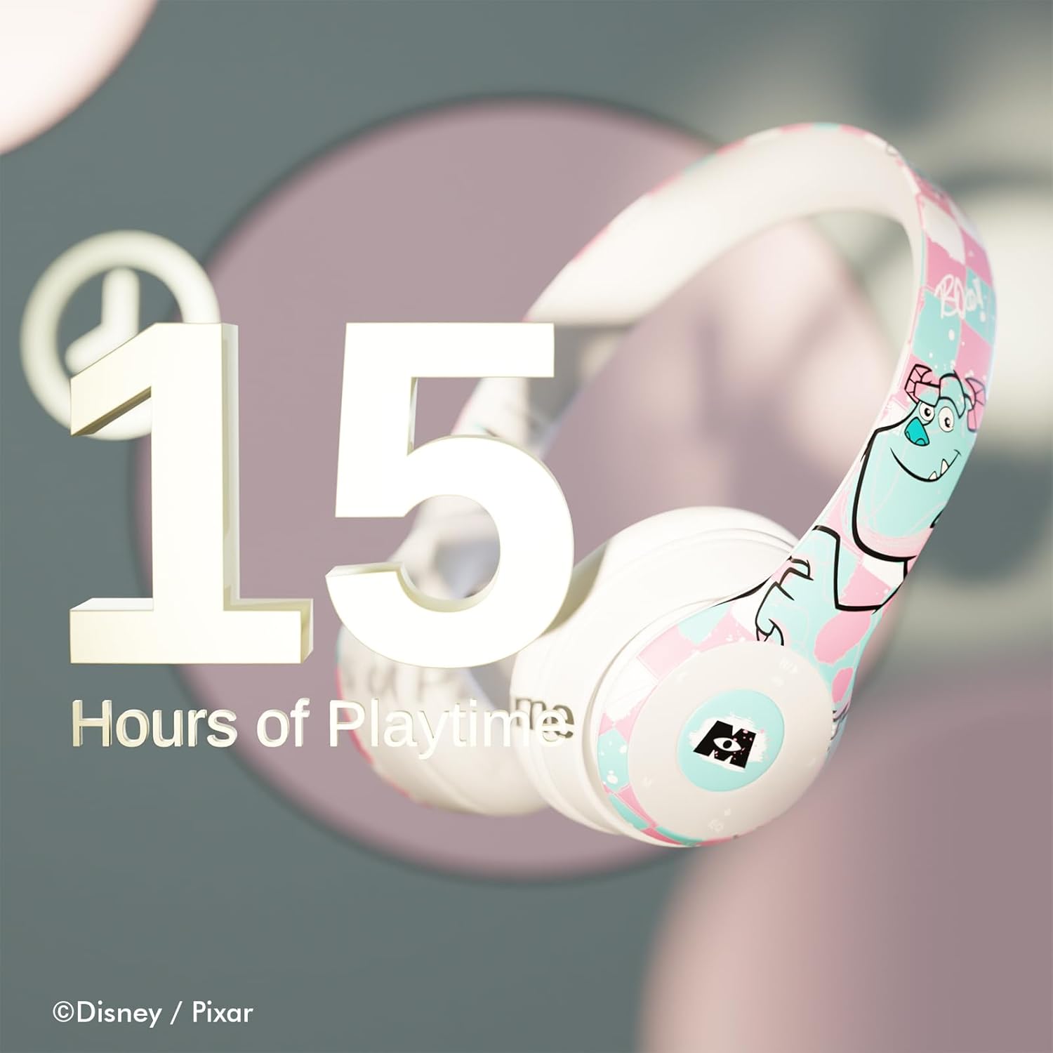 Disney/Pixar’s Monsters, Inc Bluetooth Headphones - Over The Ear Bluetooth Wireless Headset with Built in Mic and Up to 15 Hrs Playtime - Monsters Inc Gifts for Women Men All Fans of Disney Gifts - Image 2