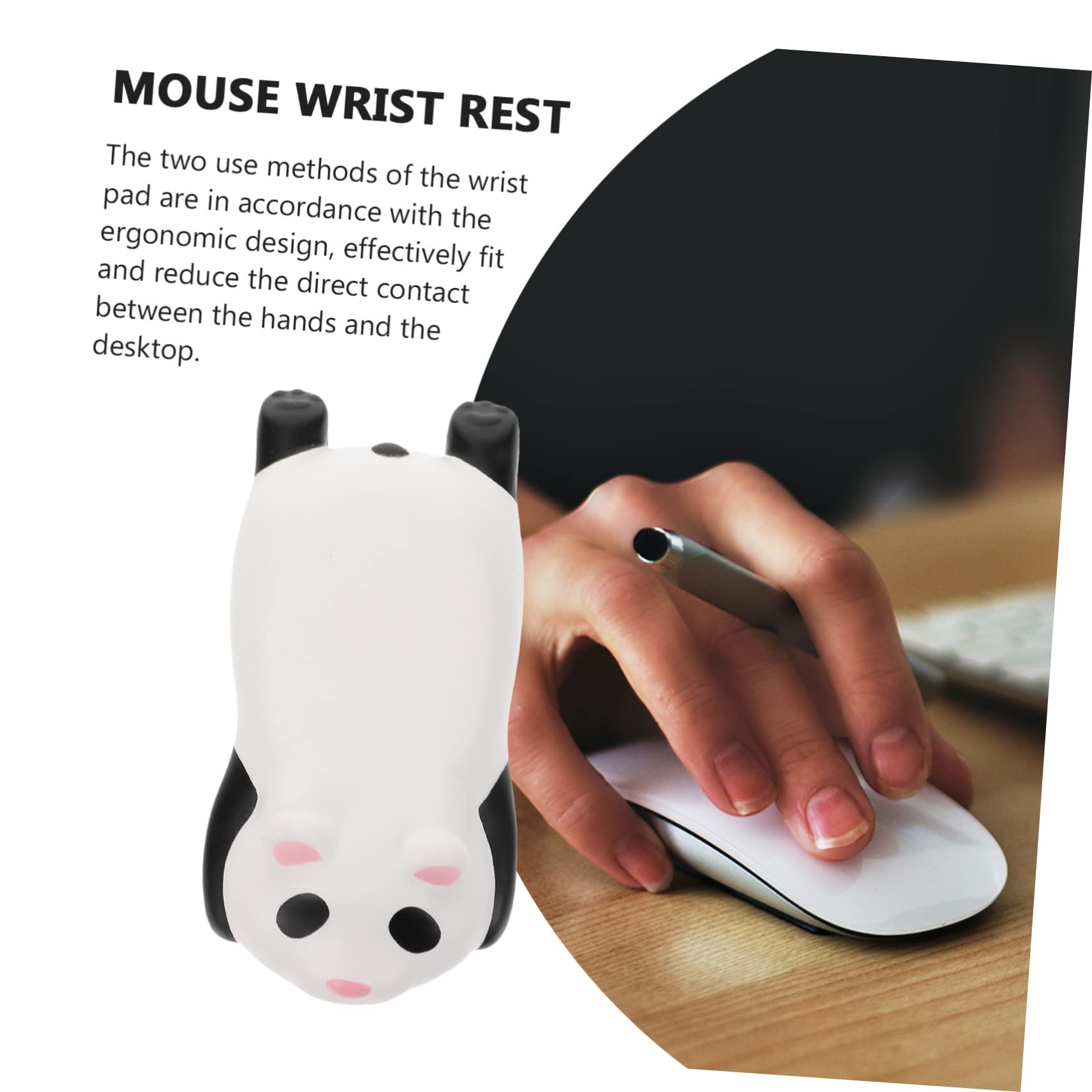 NUOBESTY 3pezzi Cuscino Poggiapolsi Mouse Panda Pu Memory Foam Ergonomico e Antiscivolo Supporto Per Polso Tappetino Da Ufficio Per Computer e Laptop Design Carino e Leggero Per Lavoro e