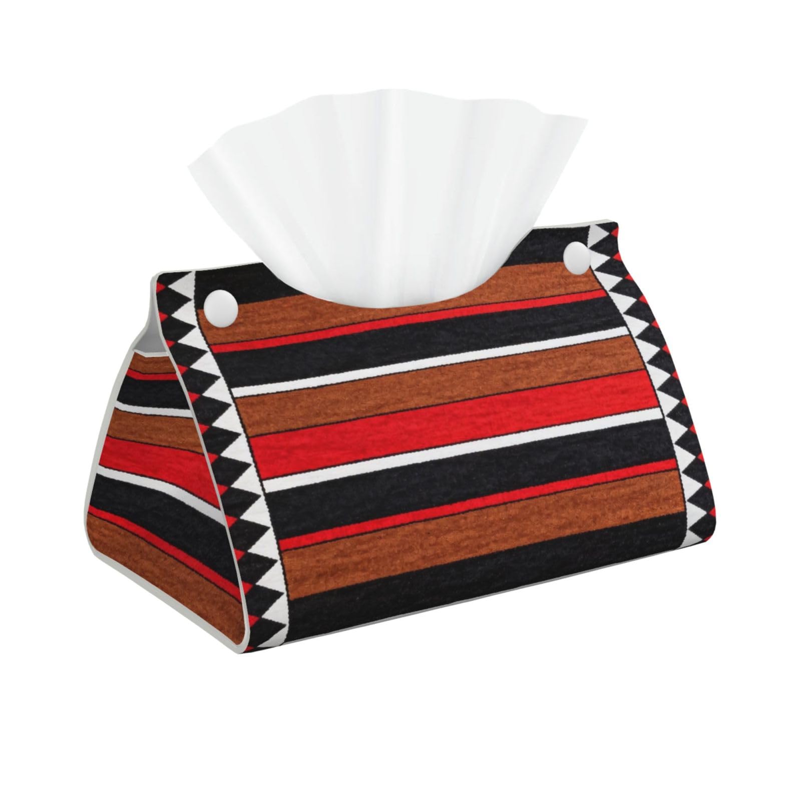 Geometric stripes Long Leather Tissue Box Cover-Waterproof PU Leather Tissue Holder for Bathroom, Decorative Rectangular Tissue Case