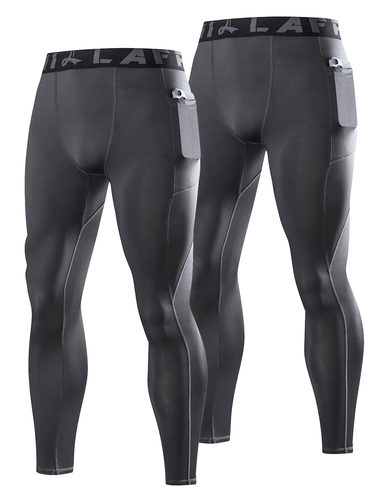 LAFROI Herren 2-Pack schnelltrocknende Kompressionshosen für Training, Laufen, Sport, Baselayer, Leggings, Strumpfhosen