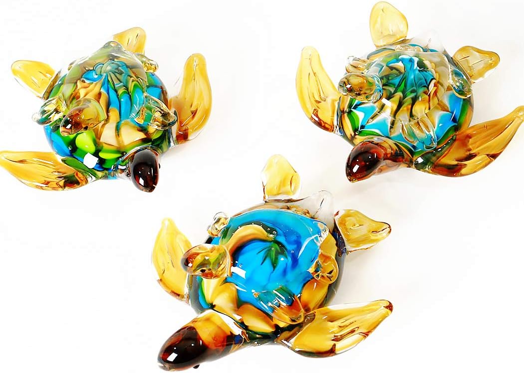 EUSTUMA Hand Blown Glass Sea Turtle Figurines Ornament,Sea Animal Ornament for Home Decor,Sea Animals Collection for Birthday Gift,Glass Tortoise Sculpture - Image 5