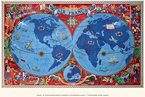 Affiche AIR FRANCE Planisphère idée cadeau collection Lucien Boucher