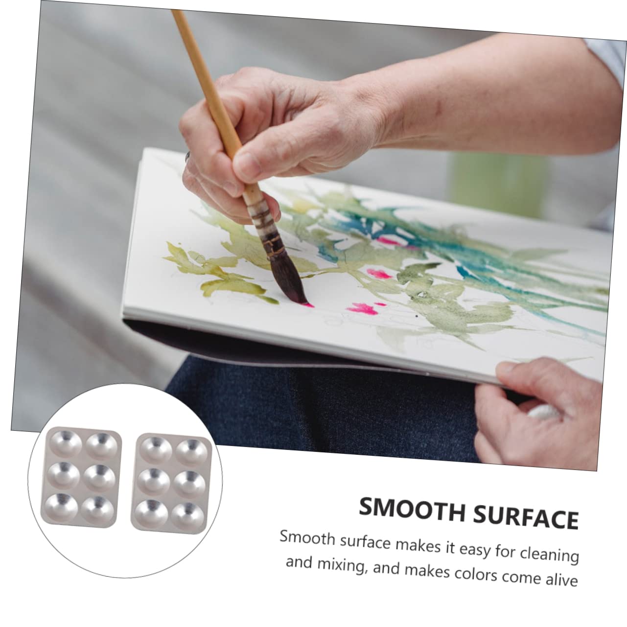 OSALADI 2Pcs Aluminum Pigment Mixing Trays Color Mixing Plates for Artists Easy to Clean Stain Resistant for Watercolor Oil Painting for Students