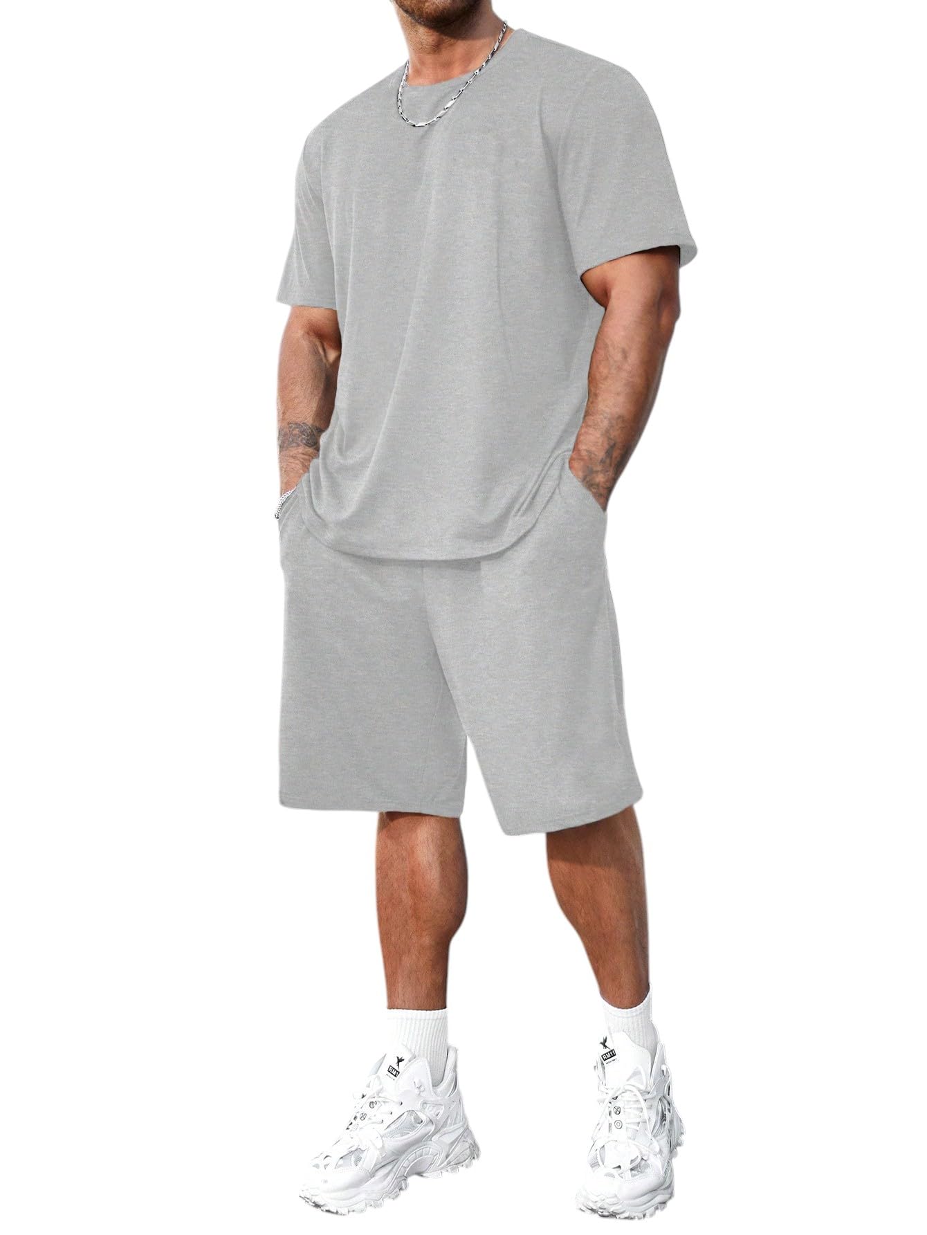 dockstreet Men’s Oversized Co-ord Set Trending casual wear/Comfortable Lounge wear set with oversized T-shirt and Shorts-picture-55