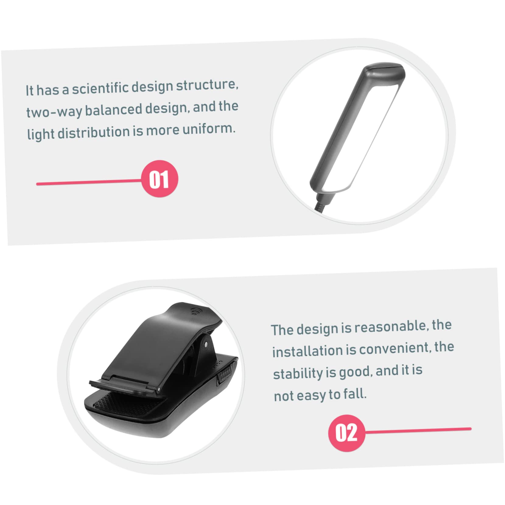 LIFKOME 1set Rechargeable Led Reading Clip Light Flexible Lamp for Music Piano Practice and Nighttime Reading Durable Design Eye-Caring Brightness and Portable Convenience