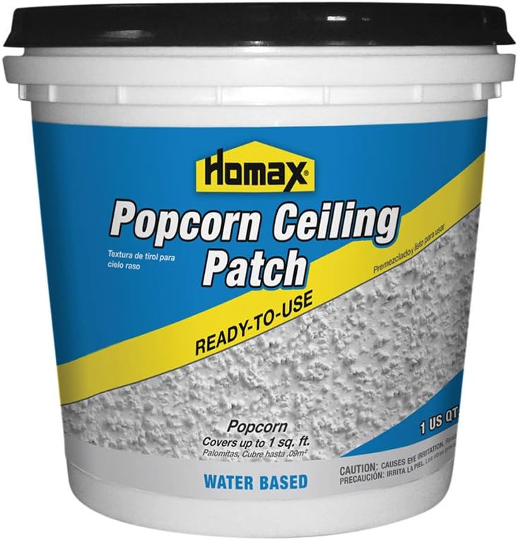 Homax Ready-to-Use Popcorn Ceiling Patch Texture - Covers up to 1 sq ft, White, 1 Quart